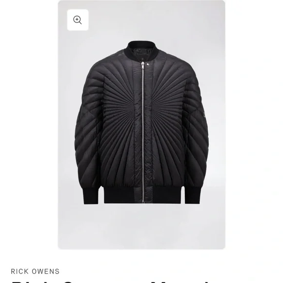 Moncler x Rick Owens Radian Puffer Bomber Jacket Black size 0 - Picture 6 of 6